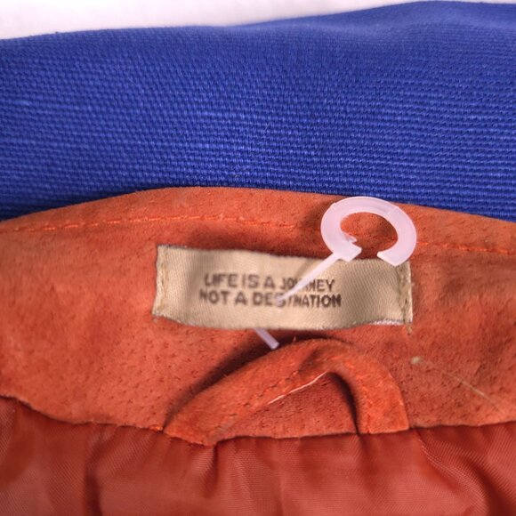 Ruff Hewn women's 100% Genuine Suede Leather Jacket Rust Orange size Small - Picture 6 of 8